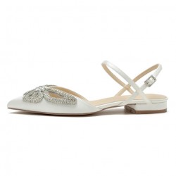 BELLINA Designer Ivory 1 Inch Heel Wedding Shoes with Diamante