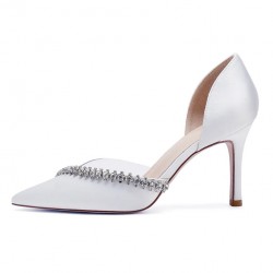 ELLEN White Diamante Wedding High Heels