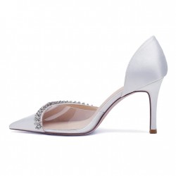 ELLEN White Diamante Wedding High Heels inner side