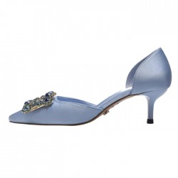 BELLINI Light Blue Wedding Shoes Low Heels with Sparkly Buckle