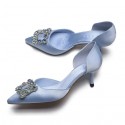 BELLINI Light Blue Wedding Shoes Low Heels with Sparkly Buckle Side Pair