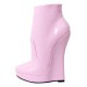 GAGA Sexy Pink 7 Inch Wedge High Heel Ankle Boots