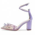 BELLINA Lavender Wedding Shoes Butterfly Block Heels