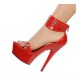 DELIGHT Sexy Red 6 Platform 6 Inch High Heels Wide Ankle Band