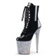 FLAMINGO Black/Silver Glitter 8 Inch Platform Heel Ankle Boots