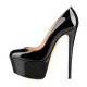 ELLIE Black Round Toe 6 Inch Platform High Heel Pumps