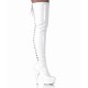 DELIGHT White 6 inch Platform Heel Pole Dance Thigh High Boots Back Lace Up
