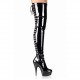 DELIGHT Black 6 inch Platform Heel Pole Dance Thigh High Boots Back Lace Up