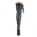 SEDUCE Sexy Black Patent Over Knee Boots Side Lace Up 5 Inch Heel