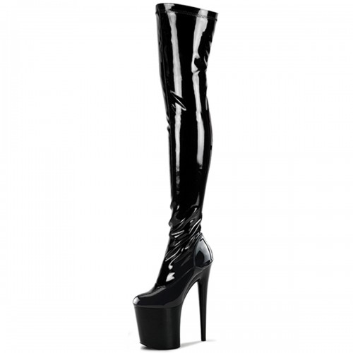 FLAMINGO Pole Dance 8 Inch Heel Thigh High Boots Zip Up