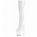 FLAMINGO White 8 Inch Heel Pole Dance Thigh High Boots Zip Up