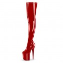 FLAMINGO Red 8 Inch Heel Pole Dance Thigh High Boots Zip Up