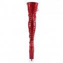 FLAMINGO Red Pole Dance Thigh High Boots Back Lace Up Platform 8 Inch Heel Back