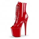 FLAMINGO Red 8 Inch Heel Peep Toe Pole Dance Ankle Boots