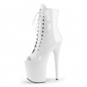 FLAMINGO White 8 Inch Heel Peep Toe Pole Dance Ankle Boots