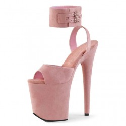 FLAMINGO Sexy Pink Suede 8 Inch High Heels with Ankle Band