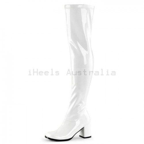 GAGA White Thigh High Gogo Boots