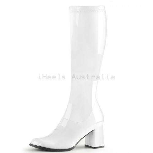 GAGA White Knee High Gogo Boots