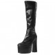 Black Matt Gothic Platform 6 Inch Chunky Heel Knee High Boots