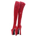 GAGA Sexy Red Plus Size Platform 8 Inch Block Heel Thigh High Boots Back