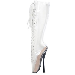 GAGA Clear Knee High Ballet Boots Lace Up
