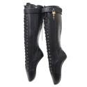 GAGA Black Matt Fetish Locking Heelless Knee High Ballet Boots