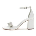 BELLINI Sparkly Ivory Satin Block Heels for Wedding