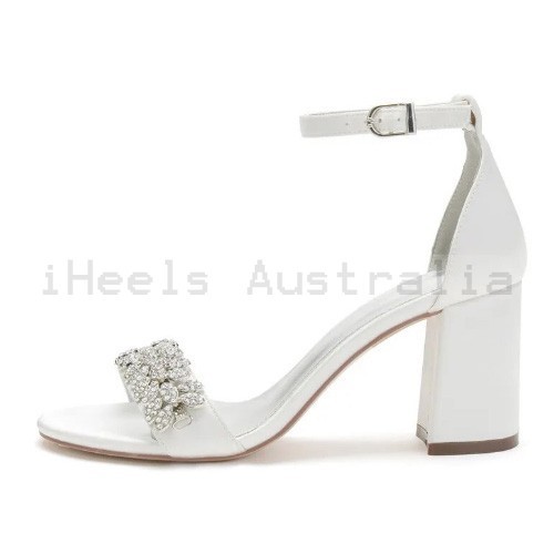 BELLA Sparkly Ivory Wedding Block Heels