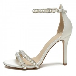 BELLA Ivory Pearl Strap Wedding High Heels