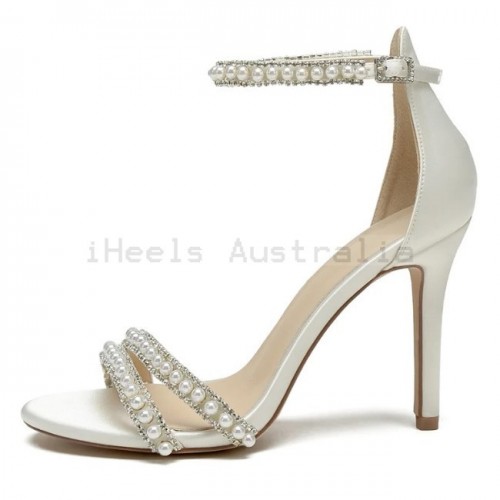 BELLA Ivory Pearl Strap Wedding High Heels