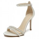 BELLA Ivory Pearl Two Straps Wedding High Heels Side Front