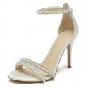 BELLA Ivory Pearl Two Straps Wedding High Heels