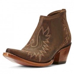 CUTE Brown Embroidery Short Cowgirl Boots