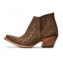 CUTE Brown Embroidery Short Cowgirl Boots Side