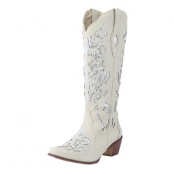 CUTE Glitter Off White Wedding Cowgirl Boots