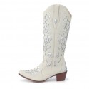 CUTE Glitter Off White Wedding Cowgirl Boots Side