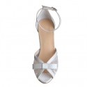 ELLEN Ivory 50s Style Wedding Shoes Block Heel Front