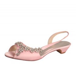 BELLA Sparkly Pink Slingback Wedding Low Heels