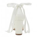 BELLA Ivory Wedding Block Heels with Duo Pearl Ankle Strap