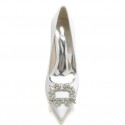 BELLA Ivory Crystal Pointed Toe Wedding Block Heels Front